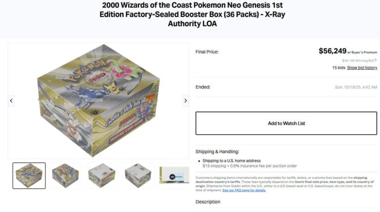 Pokémon-Karten-Top-Verkäufe-Höchstpreise-Oktober-2025-Neo-Genesis-Display