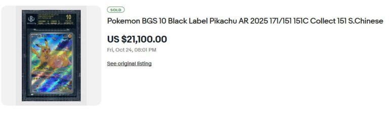 Pokémon-Karten-Top-Verkäufe-Höchstpreise-Oktober-2025-Pikachu-171-Collect-151-BGS-10-Black-Label