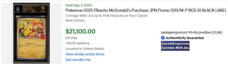 Pokémon-Karten-Top-Verkäufe-Höchstpreise-September-2025-Pikachu-McDonalds-2025-BGS-10-Black-Label
