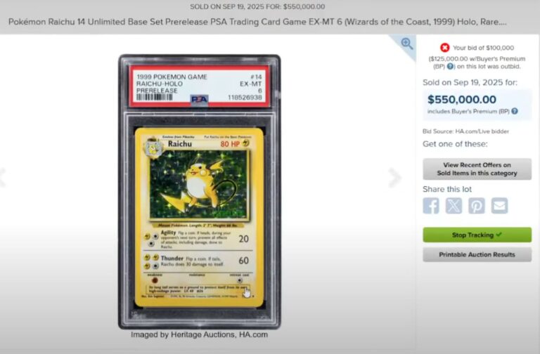 Pokémon-Karten-Top-Verkäufe-Höchstpreise-September-2025-Prerelease-Raichu-Base-Set-PSA-6