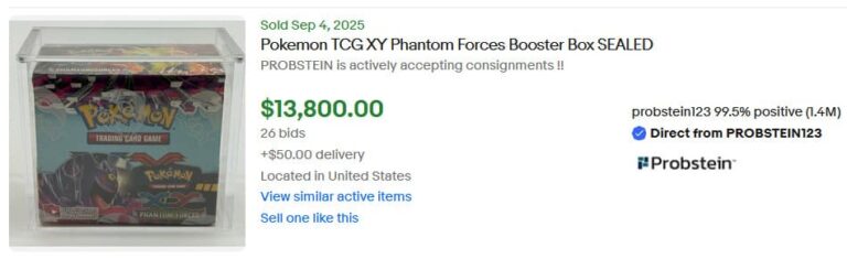 Pokémon-Karten-Top-Verkäufe-Höchstpreise-September-2025-XY-Phantom-Forces-Booster-Box-Display
