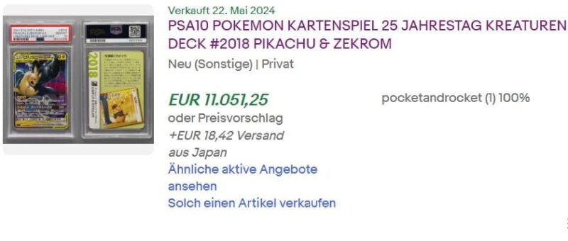 Pokémon-Karten-Top-Verkäufe-Mai-2024-Pikachu-Zekrom-GX-25th-Anniversary