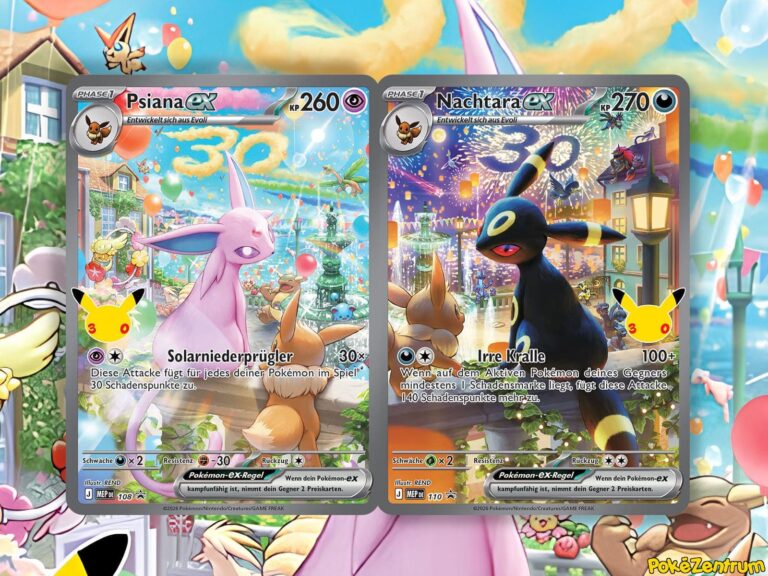 Pokemon-Karten-Verbundene-Illustrationen-30-Jahre-30th-Celebration-Nachtara-Psiana-Pikachu-ex-TCG-Sammelkartenspiel