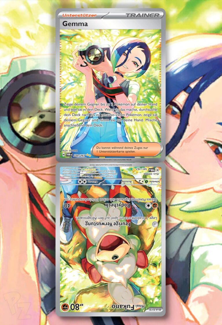Pokemon-Karten-Verbundene-Illustrationen-Gemma-Hisui-Fukano-Maskerade-im-Zwielicht-TCG-Sammelkartenspiel