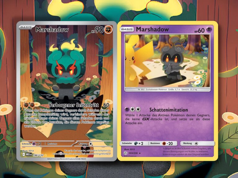 Pokemon-Karten-Verbundene-Illustrationen-Marshadow-Mega-Entwicklung-Welten-im-Wandel-TCG-Sammelkartenspiel