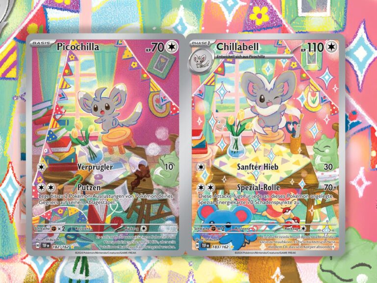 Pokemon-Karten-Verbundene-Illustrationen-Picochilla-Chillabell-Gewalten-der-Zeit-TCG-Sammelkartenspiel
