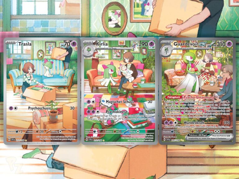 Pokemon-Karten-Verbundene-Illustrationen-Trasla-Kirlia-Guardevoir-ex-Karmesin-Purpur-TCG-Sammelkartenspiel