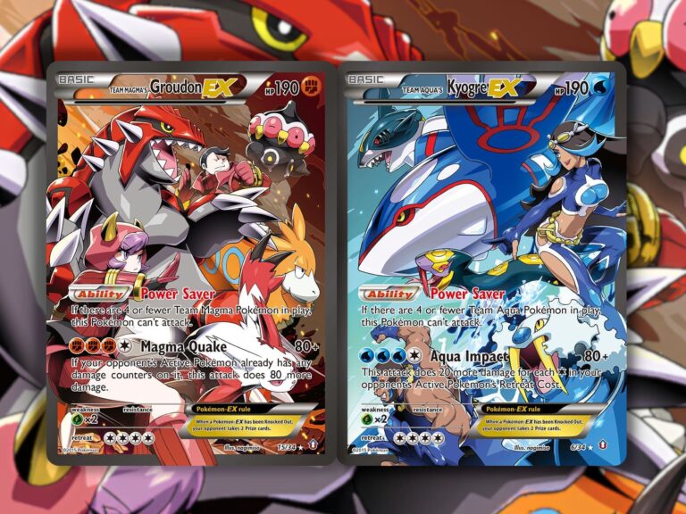 Pokemon-Karten-Verbundene-Team-Magmas-Groudon-Team-Aquas-Kyogre-EX-Double-Crisis-TCG-Sammelkartenspiel