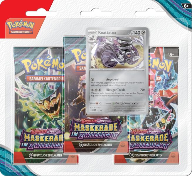 Pokémon-Maskerade-im-Zwielicht-Booster-Blister-Knattatox-Deutsch-Twilight-Masquerade-TCG-Sammelkartenspiel