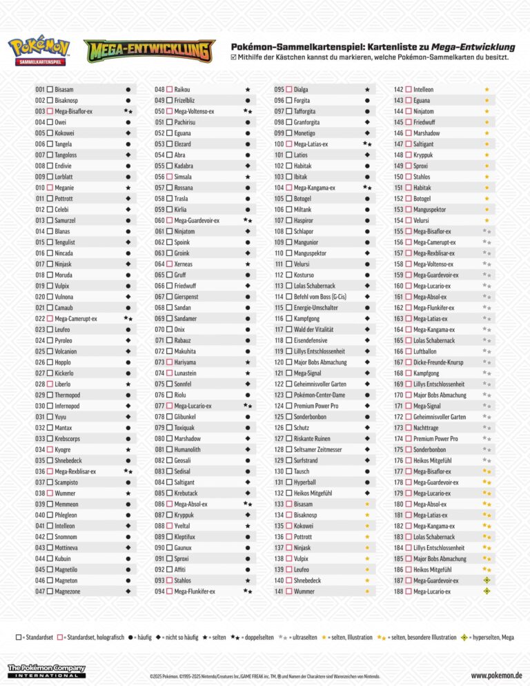 Pokémon-Mega-Entwicklung-Checkliste