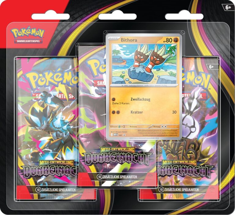 Pokémon-Mega-Entwicklung-Dunkelnacht-3-Pack-Booster-Blister-Deutsch-TCG-Sammelkartenspiel-2026-Bithora