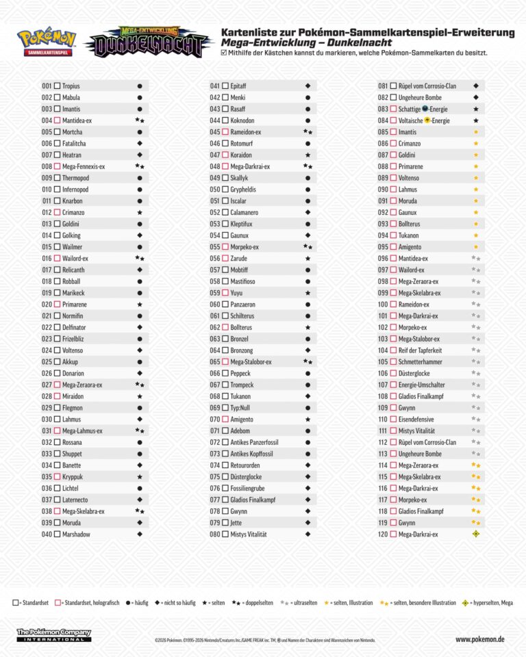 Pokémon-Mega-Entwicklung-Dunkelnacht-Kartenliste-Checkliste-PDF-TCG-Deutsch