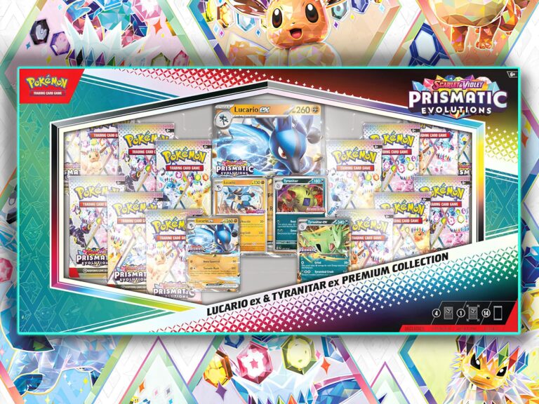 Pokémon-Prismatic-Evolutions-Prismatische-Entwicklungen-Lucario-ex-Tyranitar-ex-Premium-Collection-Box-2025