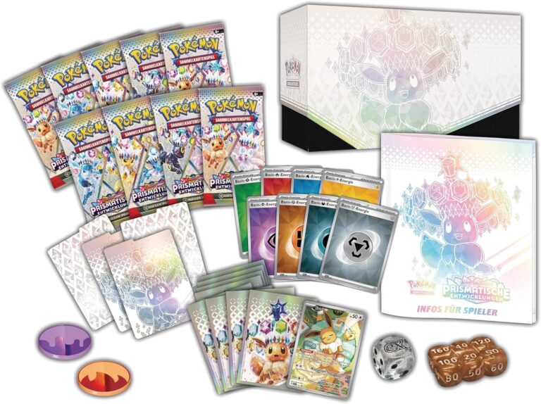 Pokémon-Prismatische-Entwicklungen-Top-Trainer-Box-Evoli-Deutsch-Inhalt