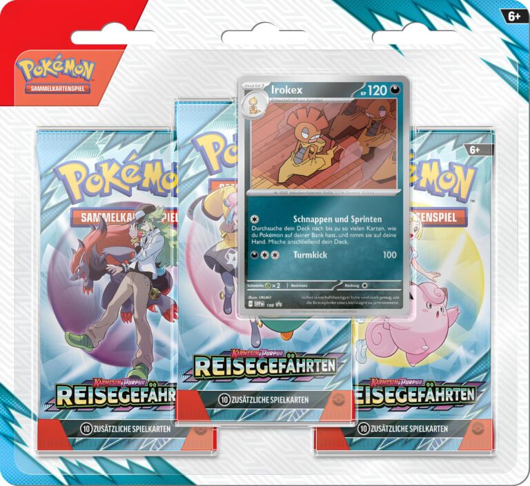 Pokémon-Reisegefährten-3-Pack-Booster-Blister-Irokex-TCG-Sammekartenspiel-Karmesin-Purpur-2025-Deutsch