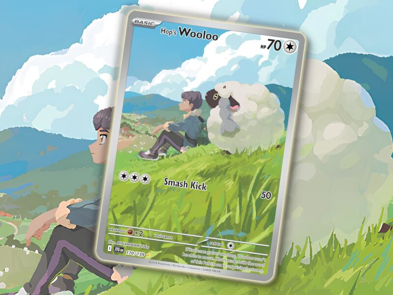 Pokémon-Reisegefährten-Illustrationskarte-Hops-Wolly-Wooloo-Illustration-Rare-Karte