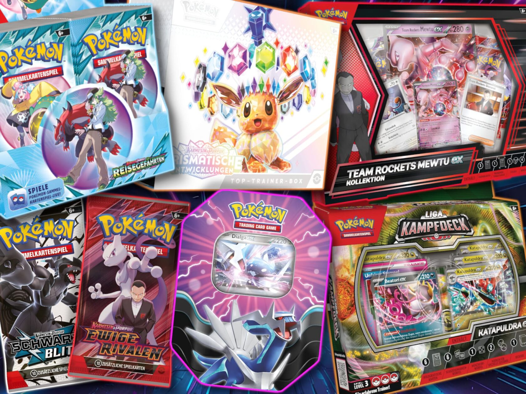Pokémon-Sammelkartenspiel-Karten-Produkte-Boxen-Kollektionen-Tins-Booster-Übersicht-Guide-Liste-TCG