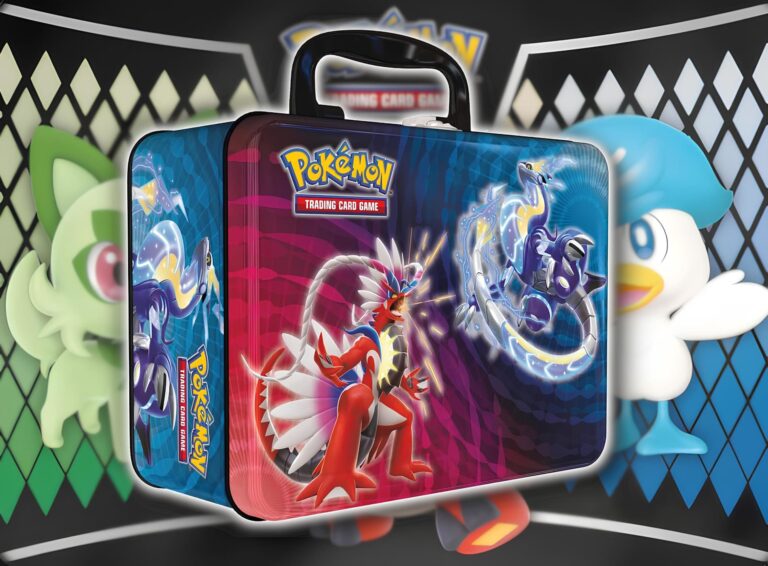 Pokémon-Sammelkoffer-Schulanfang-2023-Koraidon-Miraidon-Felori-Krokel-Kwaks