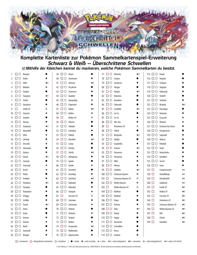 Pokémon-Schwarz-Weiss-Überschrittene-Schwellen-Kartenliste-Checkliste-Deutsch