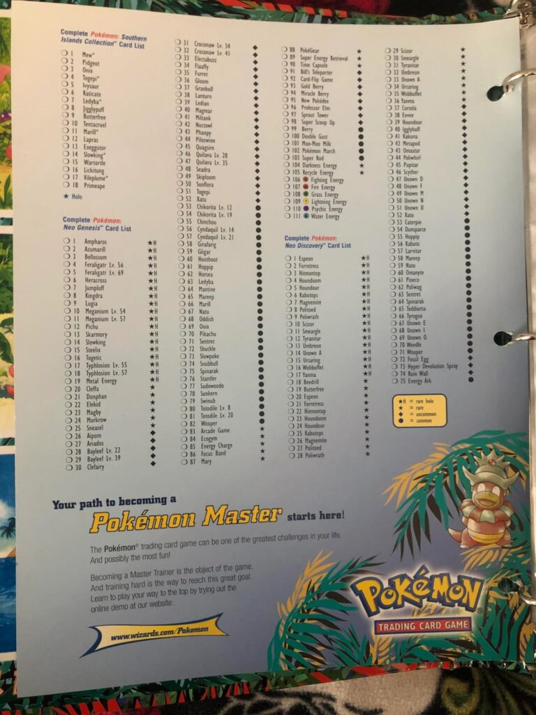 Pokémon-Southern-Islands-Collection-Kartenliste-Englisch
