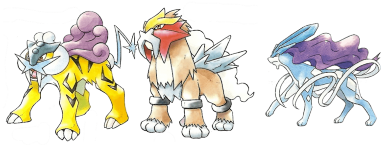 Pokémon-Spiele-Gold-und-Silber_Raikou-Entei-Suicune