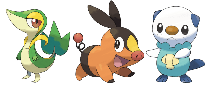 Pokémon-Spiele-Schwarze-Weisse-Edition-Starter-Pokémon-Serpifeu-Floink-Ottaro