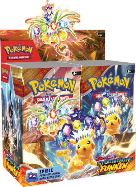 Pokémon-Stürmische-Funken-Booster-Display-Box-36-Packs-TCG-Sammelkartenspiel-Karmesin-Purpur-2024