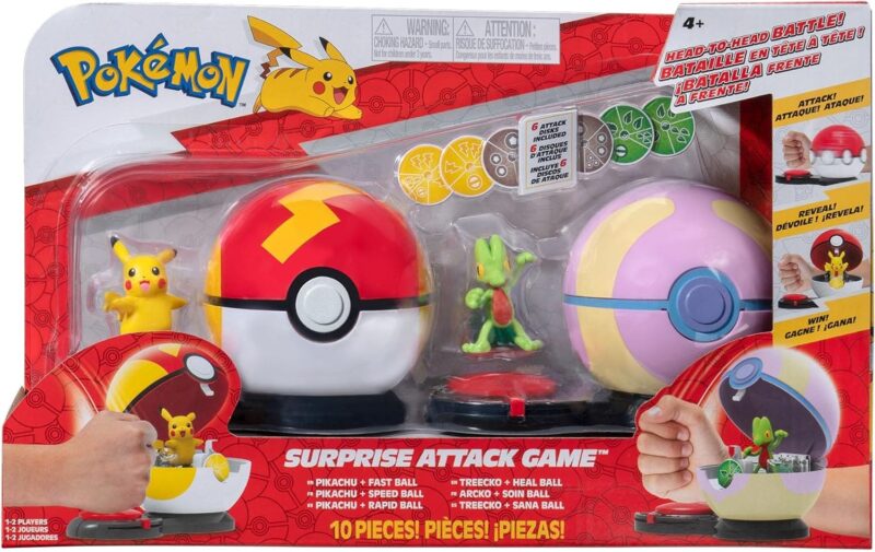 Pokémon-Surprise-Attack-Game-Ball-Pikachu-Geckarbor-Kampf-Spiel