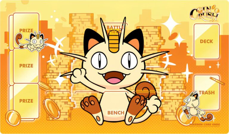 Pokémon-TCG-Playmat-Spielunterlage-Zubehör-Karten-Mauzi-Meowth-Coin-Rush-Korea-TCG-Sammelkartenspiel