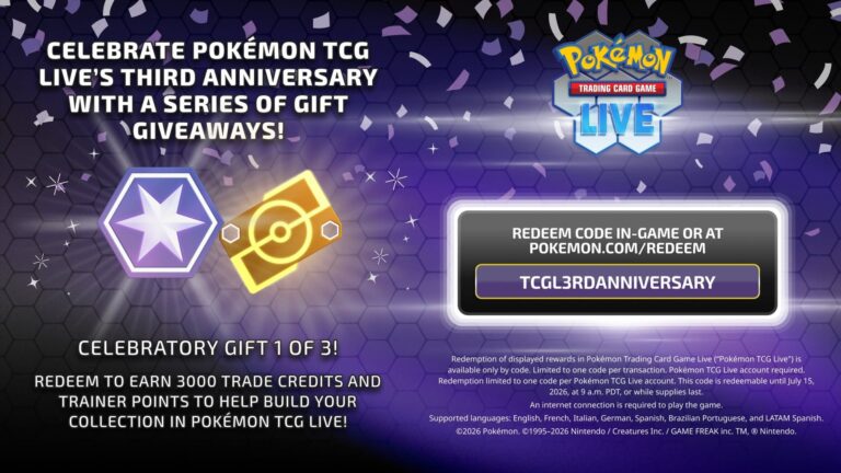 Pokémon-TCG-Sammelkartenspiel-Live-Code-kostenlose-Tausch-Marken-Trainer-Punkte-Jubiläum-2026