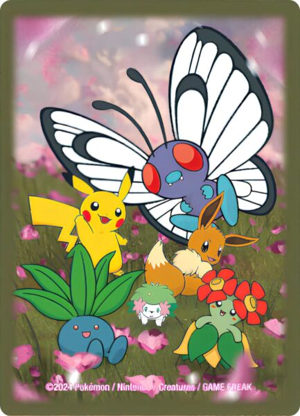 Pokémon-TCG-Sammelkartenspiel-Live-Kartenhüllen-Sleeves-Blumiges-Gestöber-Smettbo-Pikachu-Evoli-Shaymin