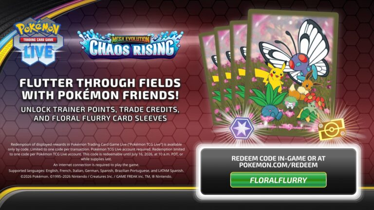 Pokémon-TCG-Sammelkartenspiel-Live-kostenlose-Kartenhuellen-Sleeves-Blumiges-Gestöber-Smettbo-Pikachu-Evoli-Shaymin-2026-1