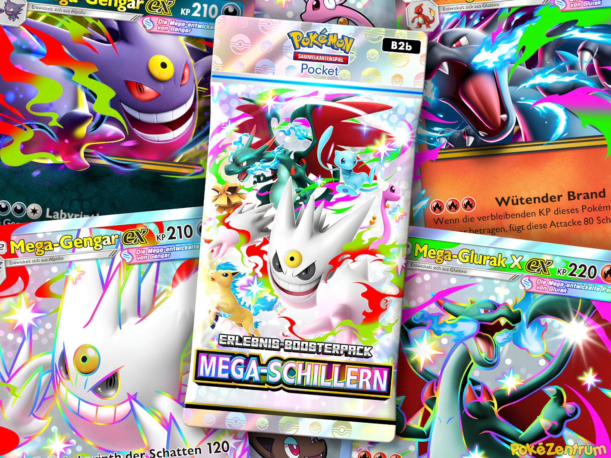 Pokemon-TCG-Sammelkartenspiel-Pocket-Set-Erweiterung-Erlebnis-Boosterpack-B2b-Mega-Schillern