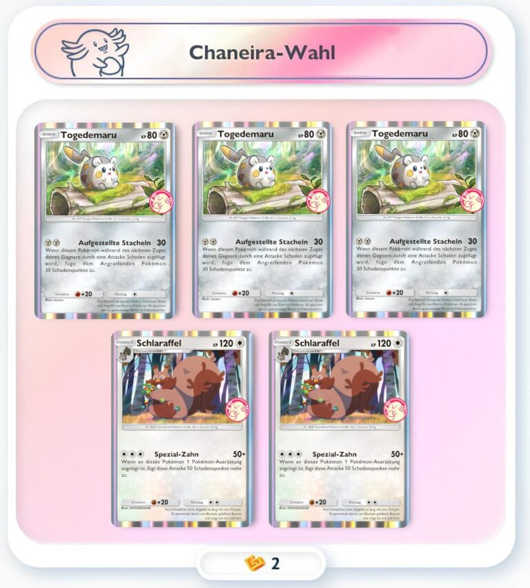 Pokemon-TCG-Sammelkartenspiel-Pocket-Wunderwahl-Event-Schlaraffel-Togedemaru-Chaneira-Wahl