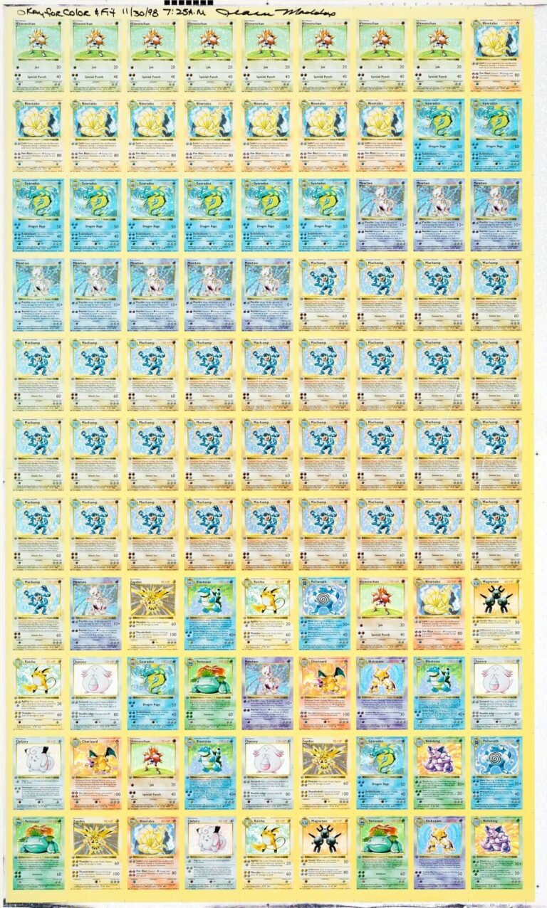 Pokémon-Uncut-Sheet-Base-Set-Shadowless-1st-Edition-1998-TCG-Englisch