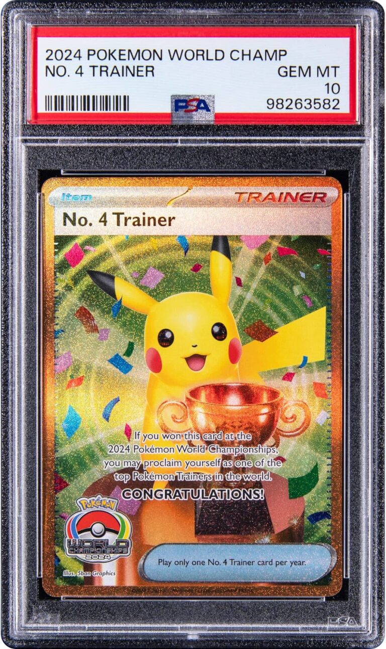Pokémon-World-Championships-2024-No-4-Trainer-Trophy-Karte-Pikachu-PSA-10