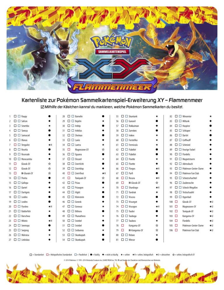 Pokémon-XY-Flammenmeer-Kartenliste-Checkliste-Deutsch