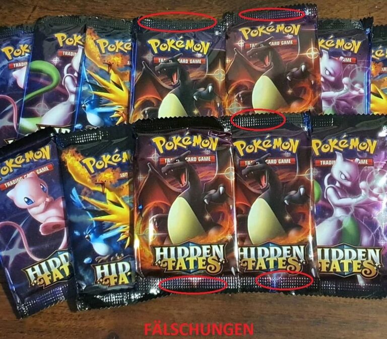 Gefälschte Pokemon Booster Packs aus dem Set Hidden Fates