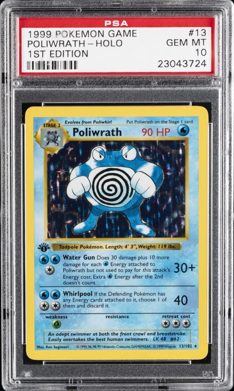 Poliwrath-Quappo-13-102-Base-Set-1st-Edition-Pokémon-Karte-Englisch-PSA-10