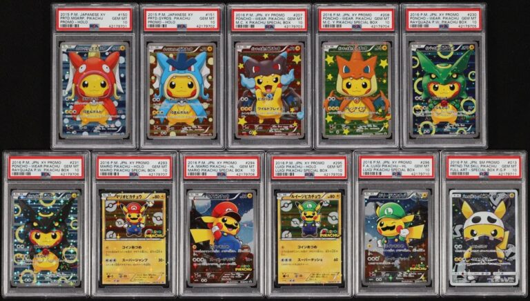 Poncho-Pikachu-Mario-Lugi-Pokémon-Karten-Set-PSA-10-Japan