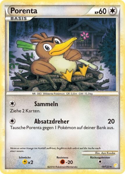 Porenta-19-123-Heartgold-Soulsilver-Pokémon-Karte-Deutsch-TCG