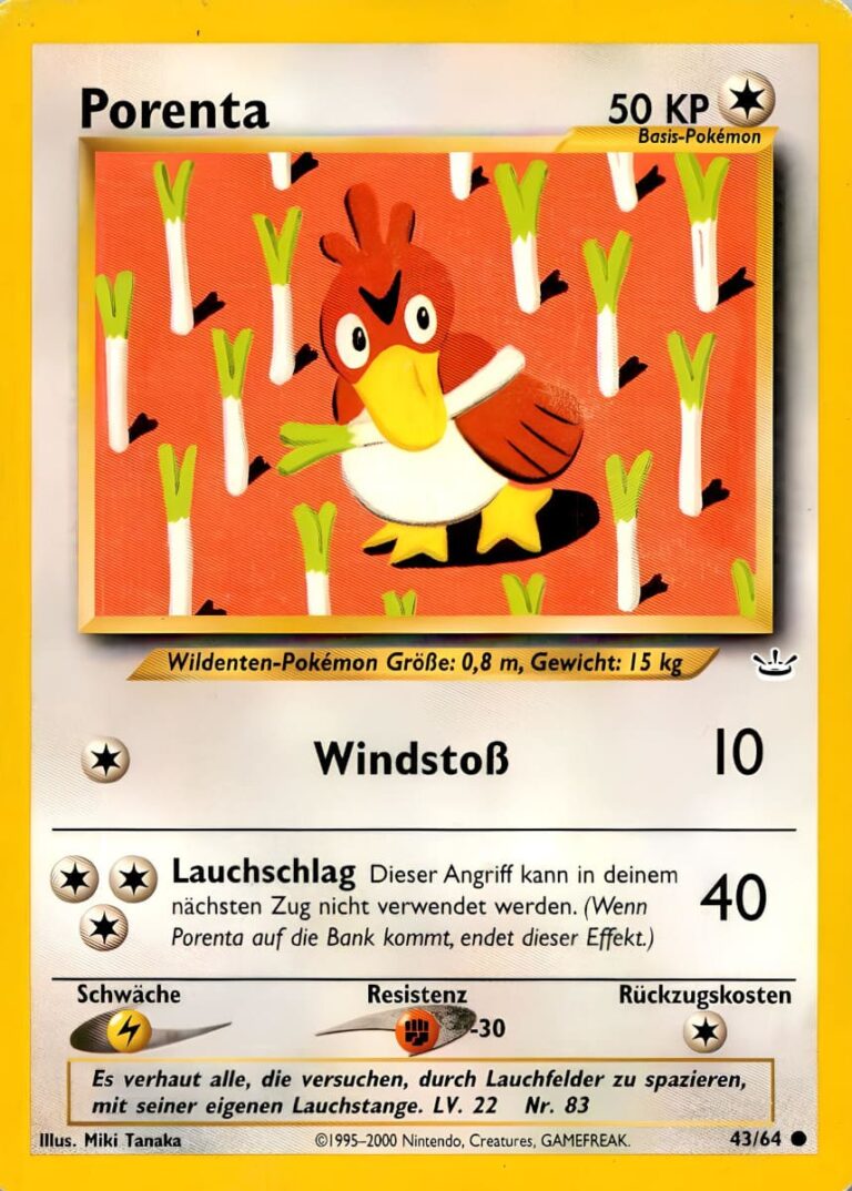 Porenta-43-64-Neo-Revelation-Pokémon-Karte-Deutsch