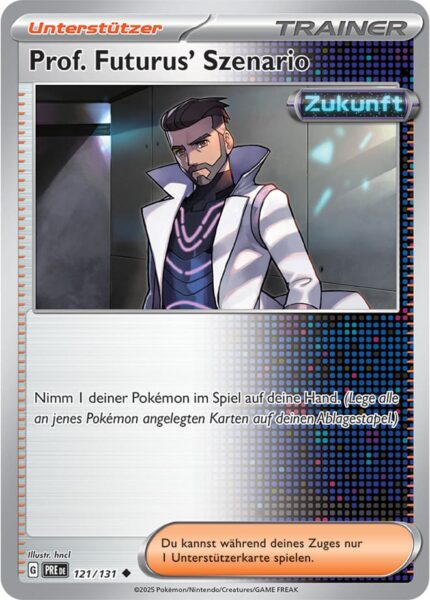 Prof-Futurus-Szenario-121-131-Prismatische-Entwicklungen-Pokémon-Karte-Deutsch-Karmesin-Purpur-TCG-Sammelkartenspiel