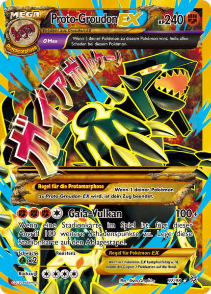 Proto-Groudon-EX-97-98-XY-Ewiger-Anfang-Full-Art-Shiny-Gold-Pokémon-Karte-Deutsch
