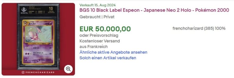 Psiana-Espeon-Japanese-Neo-2-Pokemon-Karte-BGS-10-Pristine-Black-Label-Top-Verkäufe-Preis-eBay-August