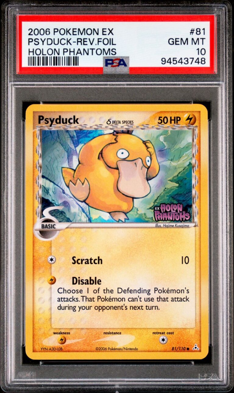 Psyduck-Enton-81-110-EX-Holon-Phantoms-Reverse-Holo-Pokémon-Karte-Englisch-PSA-10