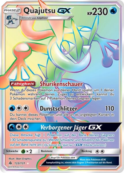 Quajutsu-GX-133-131-Sonne-Mond-Grauen-der-Lichtfinsternis-Rainbow-Rare-Pokémon-Karte-Deutsch