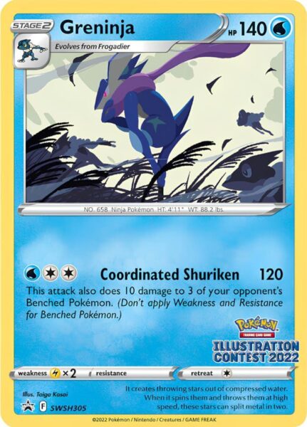 Greninja-Quajutsu-SWSH305-Illustration-Contest-2022-Black-Star-Promo-Pokémon-Karte-Englisch