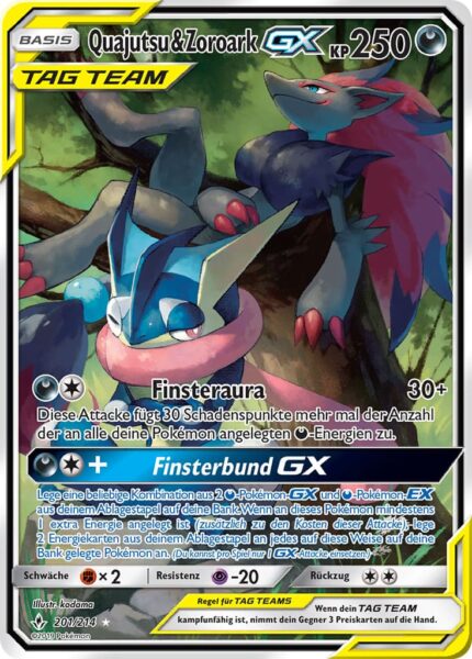 Quajutsu-Zoroark-201-214-Kräfte-im-Einklang-TAG-TEAM-Alternate-Art-Pokémon-Karte-TCG-Sammelkartenspiel