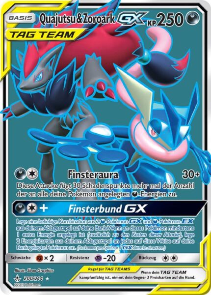 Quajutsu-Zoroark-GX-200-214-Sonne-Mond-Kräfte-im-Einklang-TAG-TEAM-Full-Art-Pokémon-Karte-Deutsch